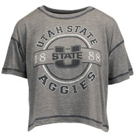 Women's Light Weight Rustic Utah State Aggies U-State 1888 Cropped Shirt